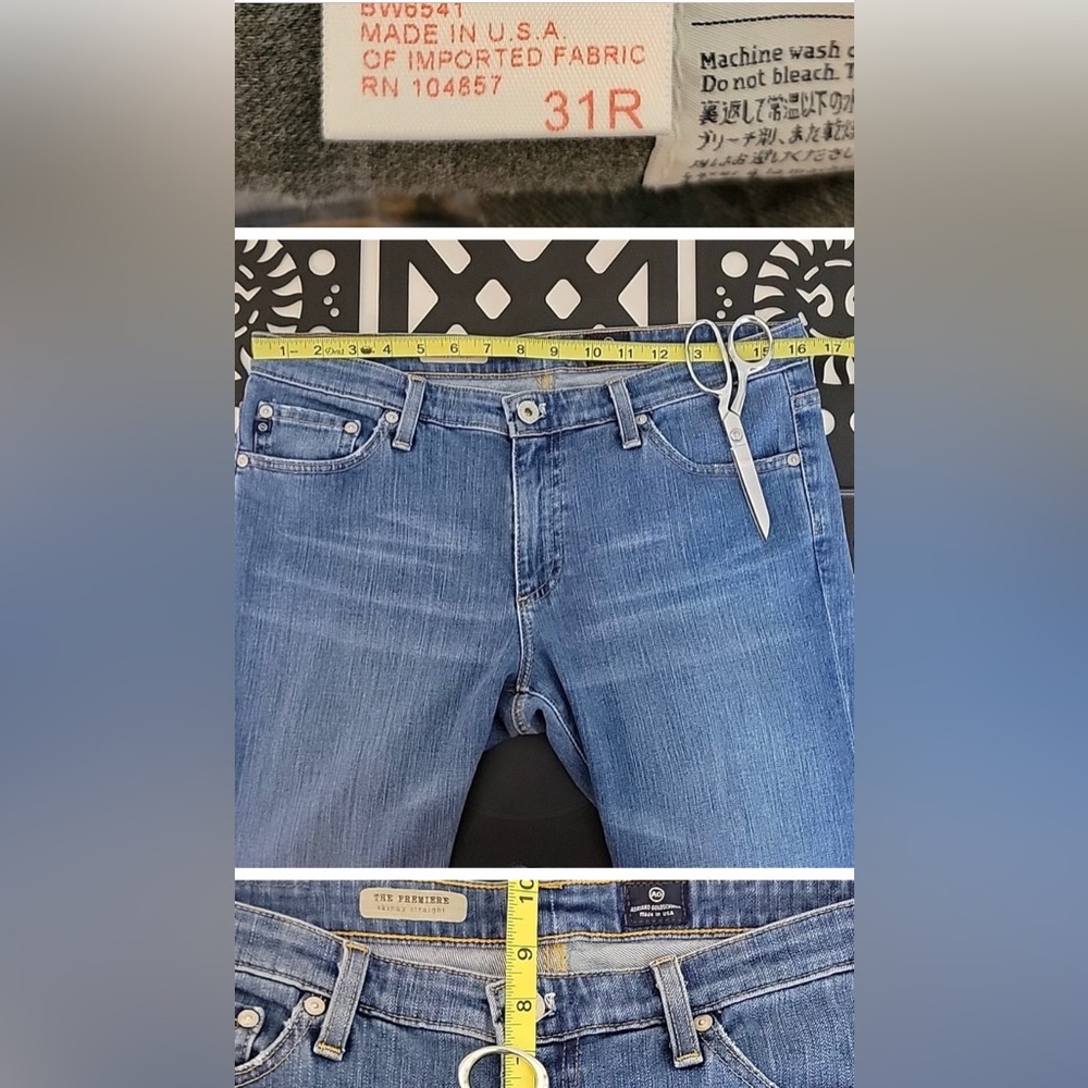 AG Adriano Goldschmied The Premiere Skinny Straight Denim Blue Jeans 31R